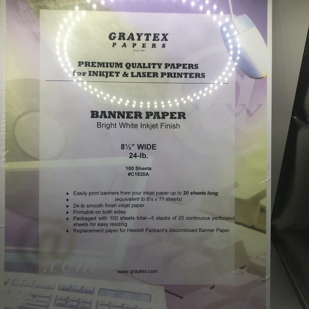 Graytex InkJet Laser BANNER Paper: 100 Sheets C1820A New Sealed